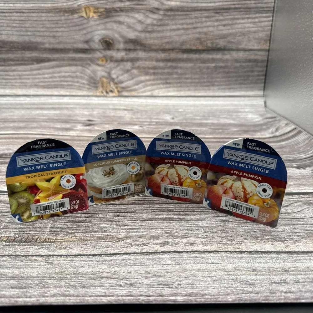 Yankee Candle Wax Melt Single .8oz Lot Of 4 Apple Pumpkin Luscious Pumpkin